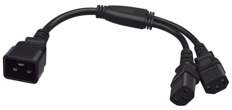 EMASDGEY 3Pin IEC320 C20 Male Port to IEC320-C13+C13 Female Adapter Cord Y-splitter Power Converter Cable Extension Wire