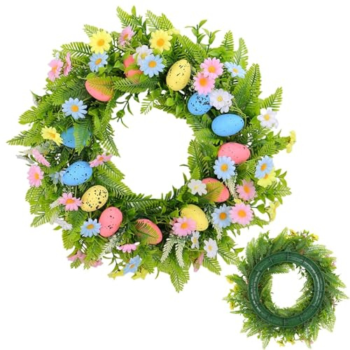 Osterkranz Haustür, K-Ranz Frühling Haustür Mit b-Lumen Und Ostereiern, Deko K-Ranz Ostern, Frühlingshafte O-Ster Dekoration, Frühlingsfarben Für Ihr Zuhause, Ideal Für Terrasse Wand Restaurant