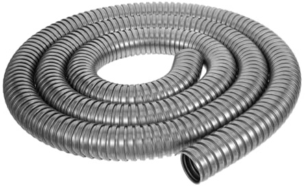 Condotto Elettrico Flessibile Corrugato in Acciaio Inox 304 Argento | Tubo Metallico per Cablaggio, Rapido da Installare, per Garage e Progetti Commerciali