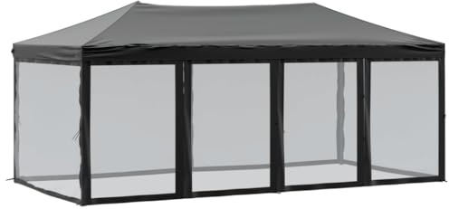 QJBSAVVA Tente de Réception Pliable 3x6 m avec Parois Latérales, Barnum Pliant en Acier pour Jardin Camping Fête Barbecue et Événements en Plein Air, Tonnelle Pavillon Noir