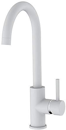 OXEN 163054 Spülbecken Einhebelmischer NIE Auslauf in Mattweiß lackiert. Gesamthöhe ab Boden 36,5 cm Ideal für Küchenspülen oder hohe Waschbecken. Garantierte Ersatzteile, Alto