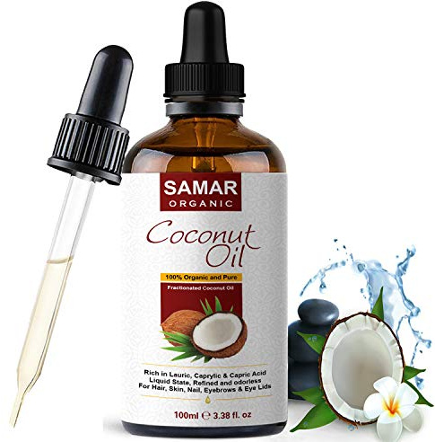 Huile de Coco - Qualité première 100% pure et bio. Huile de Coco fractionée certifiée Bio (Non Gras). Idéale pour une bonne hydratation de la peau et cheveux. Protection solaire, après rasage - 100ml