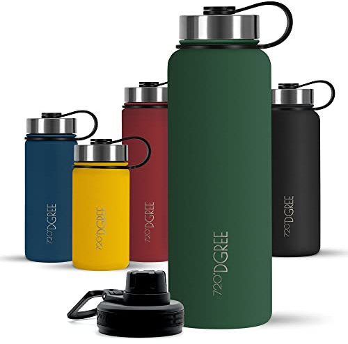 720°DGREE Edelstahl Trinkflasche 950ml “noLimit” - Hält 12h Heiß, 24h Kalt | Auslaufsicher bei Kohlensäure, BPA-Frei, Robust - Thermosflasche mit Sportdeckel für Sport, Schule, Büro, Uni, Reise, Outdoor