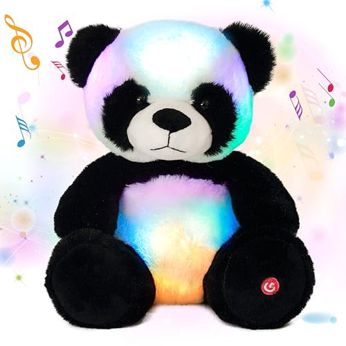Cuteoy Musik-Plüschtier Panda mit LED-Licht – Leuchtendes Nachtlicht zum Einschlafen – Singt Schlaflieder – Geschenk für Kinder, Mädchen & Jungen, 25 cm (10)