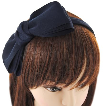 axy Haarreif mit große Schleife 14 cm x 7 cm - Wunderschön Damen Stirnband Haarschmuck Haarreifen HRS3 (Schwarzblau)