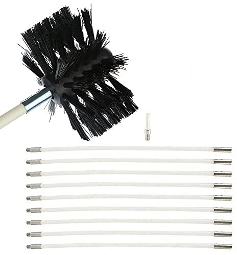 Ofenrohrbürste Reinigungsbürste Heizkesselbürste Set Kaminreinigungsstab, Kaminbürste mit 410MM Nylonstangen Bürstenkopf und Sechskantstange für Klimaanlage Kühler Trockner Waschmaschine
