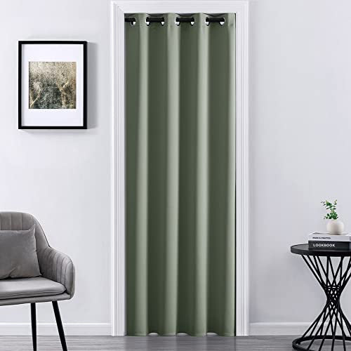 Sage Green Door Tapestry Curtain for Doorway,Match Wall Room Decor,Privacy Blackout Boho Dorm Curtains for Bedroom Closet Door Living Divider Cover Between Bathroom Sliding Glass Patio,Light Green