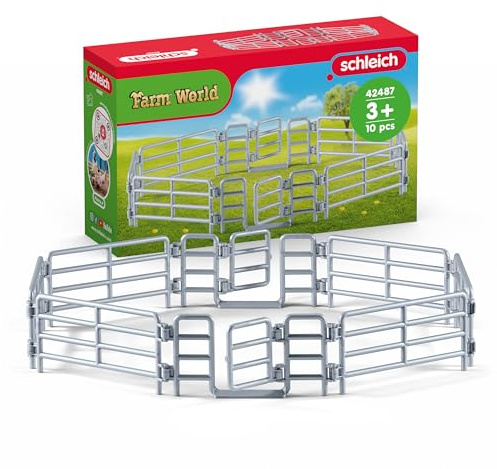 Schleich Farm World | Weidezaun 42487 | ab 3 Jahre | 10 Teile | schleich Bauernhof Zubehör Set mit 6 Zaunelementen & 2 Türen | passt zu Farm World Artikeln