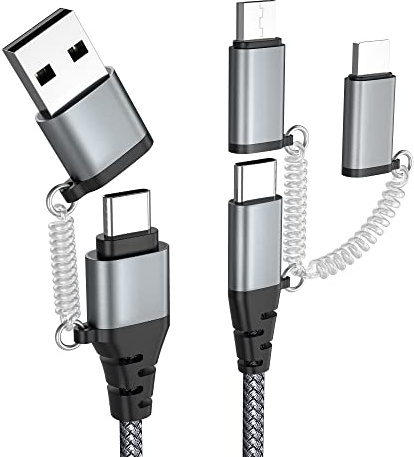 Multi USB Kabel, C auf C Nylon Mehrfach Universal Ladekabel A/C auf Lightning/Mikro/Typ C 60W PD 3.0 3A Schnellladekabel für iPhone Laptop Tablet Samsung Galaxy Huawei
