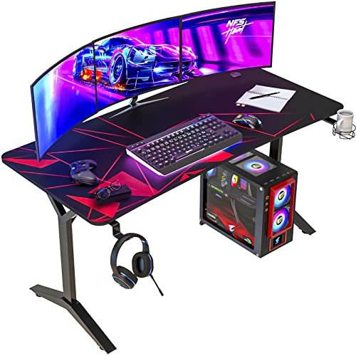 KLIM NOUVEAUTÉ - K152 Bureau Gaming 152 cm + Gestion des câbles + Tapis de Souris - Montage Facile - Bureau Gamer Métal et Bois - Table Gaming Garantie 20 Ans - pour Jouer et Travailler