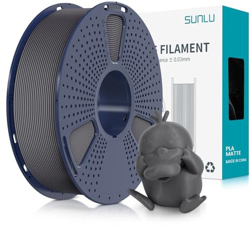 SUNLU Matte PLA Filament 1.75mm Grau, 3D Drucker Filament mit Matter Oberfläche, Neatly Wound Filament, Einfach zu Bedienen, 1kg(2.2lbs) Spule PLA Filament für FDM 3D Drucker, Matte Grau
