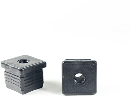 EFE131 : ajile Embout Insert Plastique Carré NOIR pour Tube 30 x 30 mm épaisseur 1,6 à 2,0 mm Fileté Taraudé Diamètre 10 mm (M10) - Sachet de 4 pièces