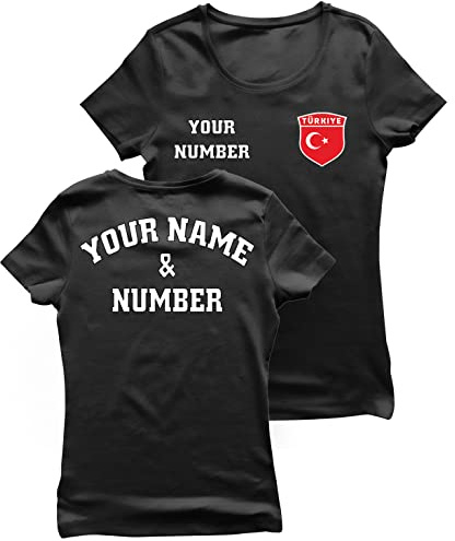 Fussball Trikot Damen | Personalisiertes Türkei 2026 T Shirt mit Eigenem Namen und Nummer