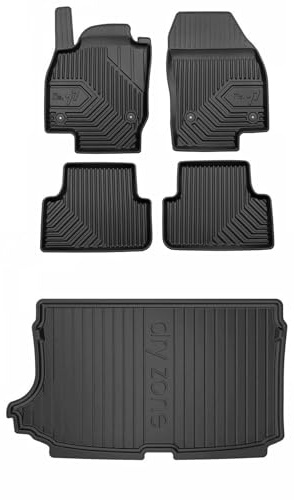 MOTOS Kit de tapis de voiture et de tapis de coffre en caoutchouc pour Volkswagen T-Cross depuis 2018 Améliorez votre confort de voyage avec tapis antidérapant voiture 3D- Tapis de sol voiture tous te