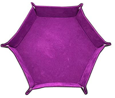 Cabilock Würfelschale Sechseckig Aus Pu-Velours Faltbare Aufbewahrungsbox Für Schreibtisch Würfelbrett Mit Knopf Würfelaufbewahrungsbox Violett