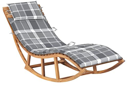 ZEYUAN Schaukelliege mit Auflage Massivholz Teak, Liegestuhl Balkon, Gartenliege, Sonnenliege, Deckchair, Saunaliege, Sonnenstuhl 3063347