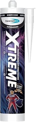 Bond It Xtreme Anti Mould Sanitary Silicone Sealant Kitchen Shower Wet Bathroom 310ml (Grey)