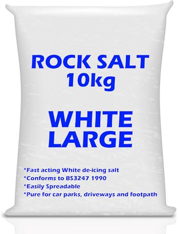 10kg Bag of Grit Rock Salt Deicing | White Grit Rock Salt for Weeds De-Icing Salt Grit for Paths, Driveways & Roads of Snow & Ice