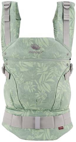 manduca FIRST bärsele > baby- och bärsele av mjuk duk (ekologisk bomull) med ryggförlängning och ergonomiskt höftbälte för barn från 3,5 till 20 kg (botanicgrön)