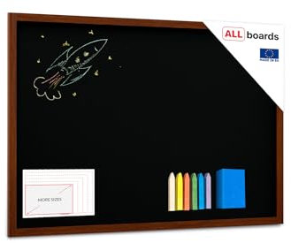 ALLboards Kreidetafel mit lackiertem Holzrahmen 150x100cm, Schwarz, Schreibtafel, Kreide + Zubehör-Set, TB1510_SET