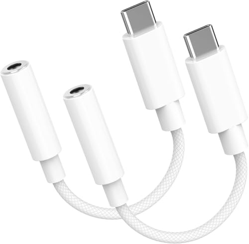 Adapter USB C auf Klinke, 2 Stück USB Typ C auf 3,5 mm Kopfhörer Klinke Aux Audio Dongle für iPhone 15 Pro/Max/, Samsung S23 /23+/S22/S21+ Ultra Note 20 A53/Huawei P50/P40/Pro Mate50 /Pixel