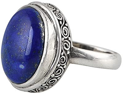 Skcess Vorsteckring Silber, Verlobungsringe Silber Vintage-Muster Lapislazuli Geschenke für Damen Frauen Freundin Größe 53 (16.9)