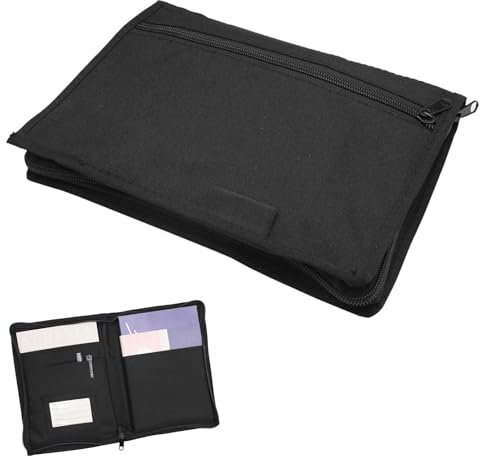 Boutihao Organizador de almacenamiento para coche, multiusos, portátil, con cremallera, con varios bolsillos, cartera para tarjeta de estacionamiento, tarjeta de identificación, bolígrafo, tarjeta