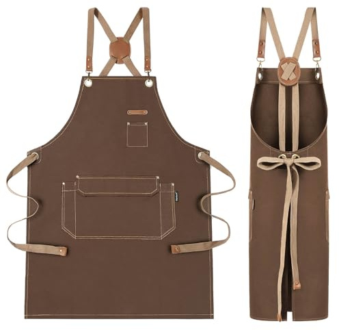 Genixart Cotton Apron Men Women, Kitchen Work Aprons Cooking, Grilling