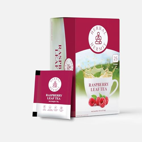 Herbal Hermit Teabags| Caffeine Free Herbal Tea in Individually Wrapped Tea Bags (25 Tea Bags, Raspberry)