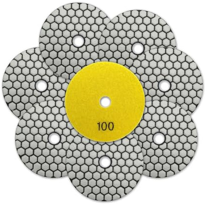 SHDIATOOL Trocken-Diamant-Polierpads - 8Stück Körnung 100 100MM Polierset für Granit Marmor Kunststein Quarz für Winkelschleifer