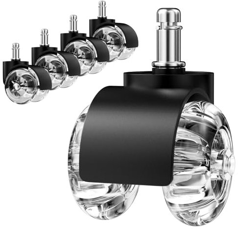 Newpop 5 Pezzi ruote sedia ufficio gomma 11X 22MM per Sedie da Gioco, Rotelle per sedie universale, Rotelle di Ricambio Silenziosa e Senza Graffi per Piastrelle, Pavimenti Duri, Laminata, Nero