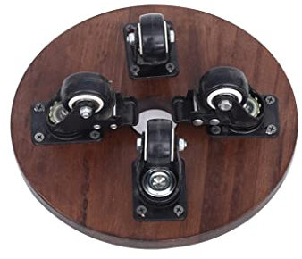 Agashi Soporte para Plantas con Ruedas con Ruedas de Goma, Carrito Paraetas de Madera con Ruedas con Traba, Base con Ruedas Paraetas, Carrito Paraetas/Brown/10In