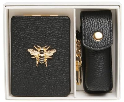 Alice Wheeler Bee Giftset – Ensemble de 2 pièces – Miroir compact et support de rouge à lèvres (noir)