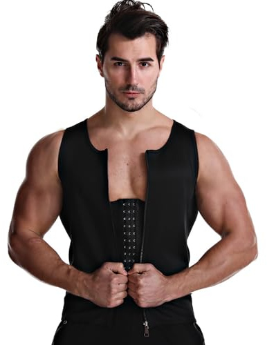 Meichoon Men Shapewear Belt Compression Vest Corset Weight Loss Undershirts Waist Trainer Sauna Suit for Gym Workout Exercise