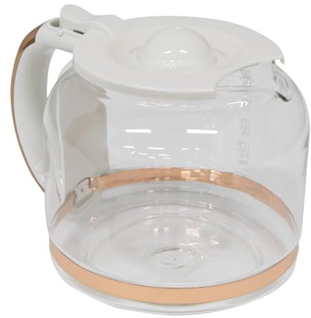 12-Cup Replacement Glass Carafe Pot with Lid for Heritage Coffee Makers, Ivory/Copper