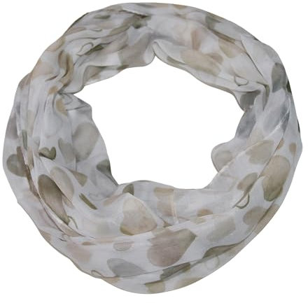 beybey® leichter Damen Loop Schal in tollen Farben und Mustern Punkte Herz Leo Leoparden (Herz beige)