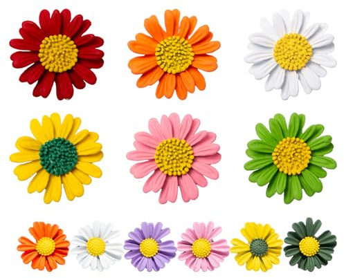 Keboyoe 12 Stück Daisy Blumen Broschen Emaille Blumen Brosche Anstecknadel Brosche Blume Emaille Daisy Sonnenblumen Broschen Daisy Brosche Pin für Pullover,Anzüge,Taschen,Schals, Kleider,Rucksäcke