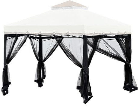 Gazebo Netting 10 x 10 ft Outdoor Pergola Netting | Pergola Side Walls Black Fly | 4 Panel Patio Walls | Ventilated Sun Protection Anti-Gnat UV-Resistant Net | Camping Tent Hot We