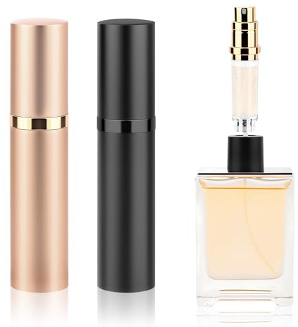 5ml Parfümzerstäuber, Parfüm Abfüller für Unterwegs,Urlaub,Business | Parfum Zerstäuber für Unterwegs (Schwarz+Champagner)