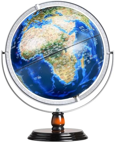 YHEIANJ Globo terráqueo detallado de 32 cm/12,6 Pulgadas, Mapa de distribución de población Iluminado por LED Nocturno, Relieve cóncavo-Convexo 3D AR, Nuevo
