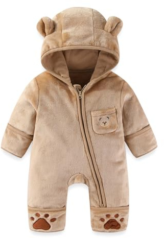 WYTbaby Baby Romper One Piece Cute Bear Hoodie Jumpsuit Newborn Infant Spring Fall Bodysuit Winter Outfits for Boys Girls 0-12 Months