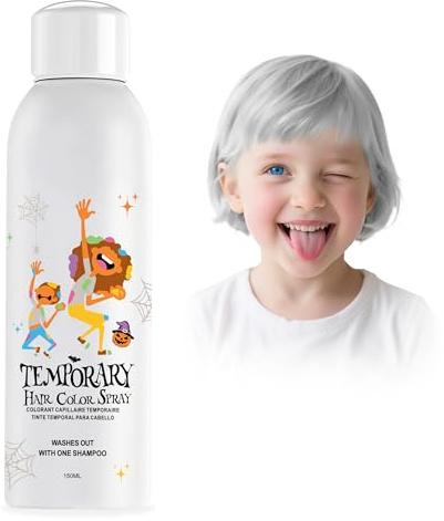 Spray de coloration temporaire blanc pour enfants, alternative instantanée pour filles, garçons, adolescents, femmes, hommes, jetable, lavable, coiffure rapide pour fête, Noël, Halloween, 150 ml