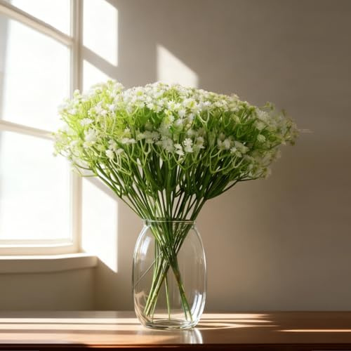 TXXATX 8 Stück Schleierkraut Künstlich 52 cm Künstliche Blume Schleierkraut Getrocknet Kunstblumen Weiß Fake Blumen wie echt Artificial Flowers für Bastelarbeiten Dekorationen Hochzeiten Büro Dekor