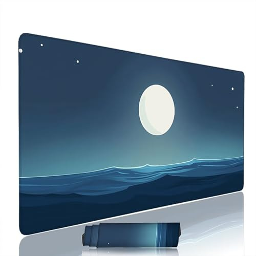 Tapis de Souris Abstrait sous Main Bureau Tapis de Souris Gaming XXL 1400x600x3mm Mouse Pad Caoutchouc Lune Grand sous Main Gamer Accessoires PC Imperméable, pour Clavier Ordinateur Portable w-6708