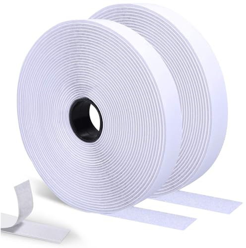 SURFOU Självhäftande Kardborreband 15 m x 20 mm, Extra Stark, Dubbelsidigt med Hake och Ögla för Inomhus- och Utomhusbruk, Lämpligt för Textilier, Myggnät och Soffkuddar