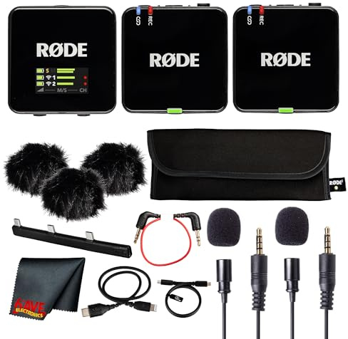 Rode Wireless GO III (Gen 3) Dual Channel Mic System | Compact 2.4GHz, 32-Bit Float Recording, Wireless Microphone for Cameras, Smartphones & Lavalier Use + 2X Lavalier Omnidirectional Condenser Mics