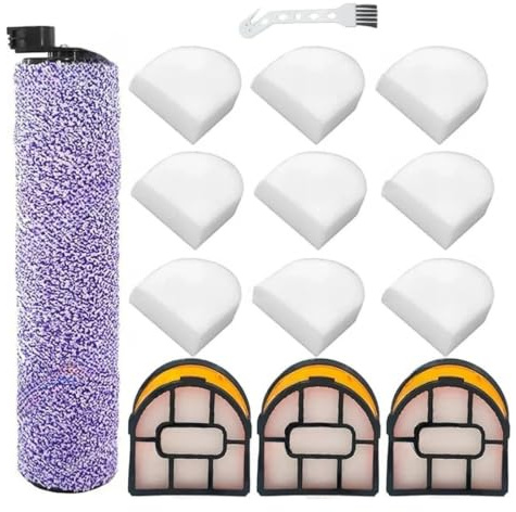 Rulleborste och filter，kompatibel med Shark WDB1F2 WD201 WD201C WD100 | Optimerad borststruktur lyfter olika markskräp(14pcs)