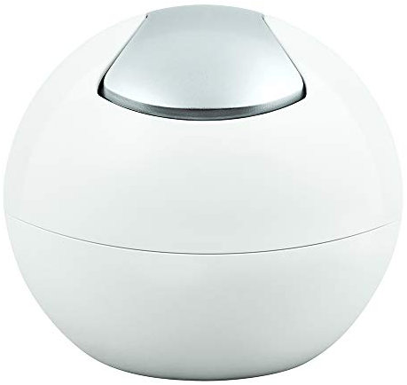 Spirella Cestino da Bagno, Contenitore per Cosmetici, 1 litro, Finitura Lucida o Opaca, con Coperchio Basculante, Cestino da Tavolo, Bianco Opaco