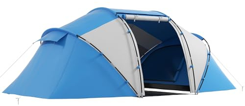 Outsunny 4 Man Camping Tent UV Protection 430 x 240 x 170cm Blue and White