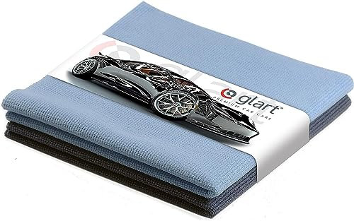 Glart 42AB 2-piece set of microfibre cloths window pane cloths for the car 40 x 40 cm microfibre cloth window cloth window pane cloth, Red